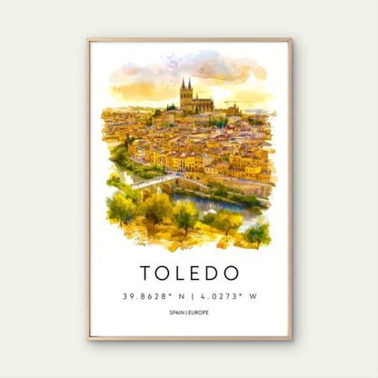 Toledo Spain Europe Cityscape Travel Poster Print Wall Art