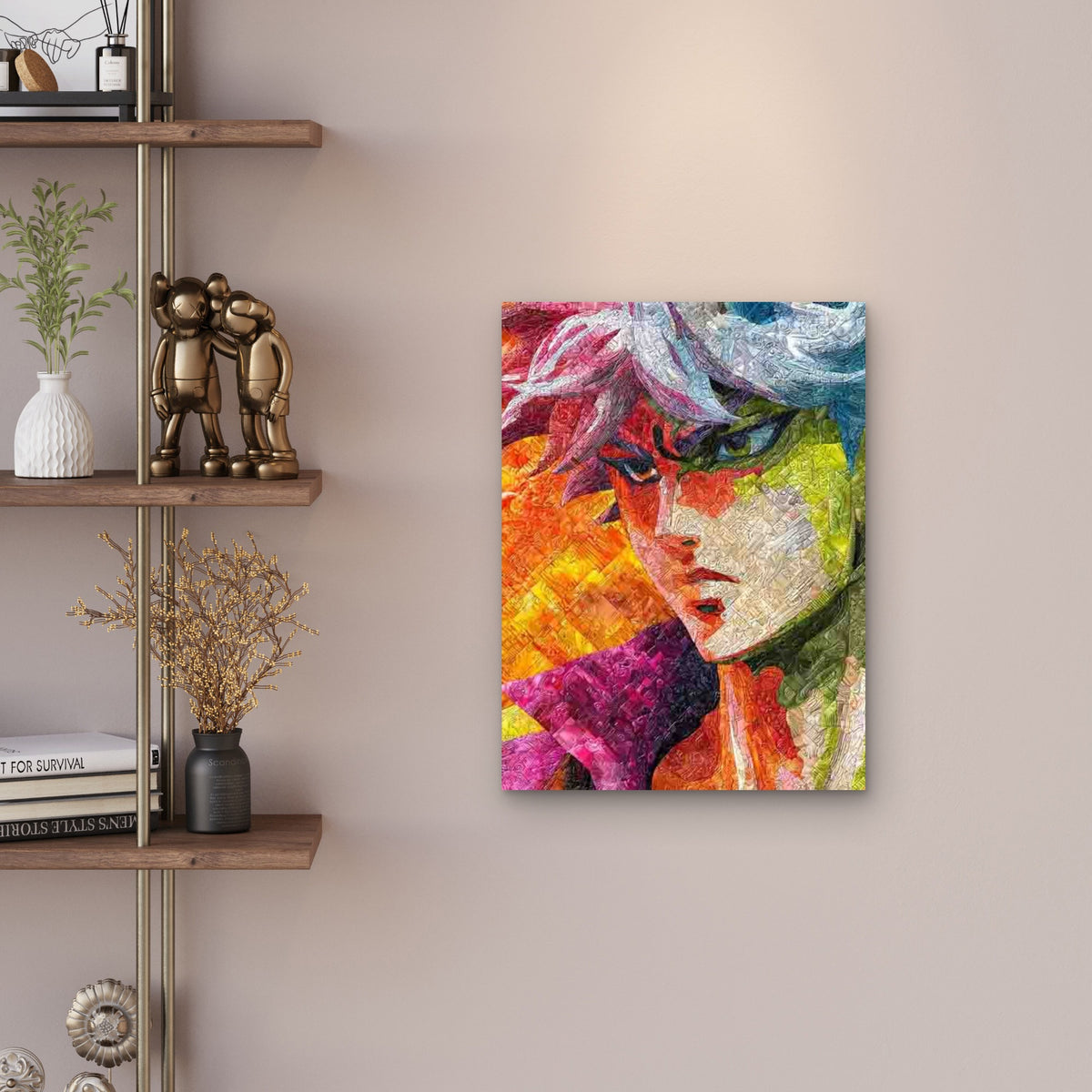 Alcohol Ink Mosaic Anime Character Metal Print Ready to Hang
