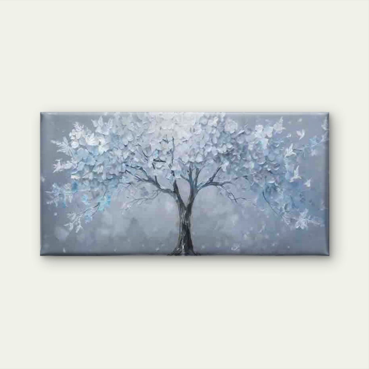 Blue And White Fantasy Tree Wall Art Canvas Office Home Room Framed 120x60cm