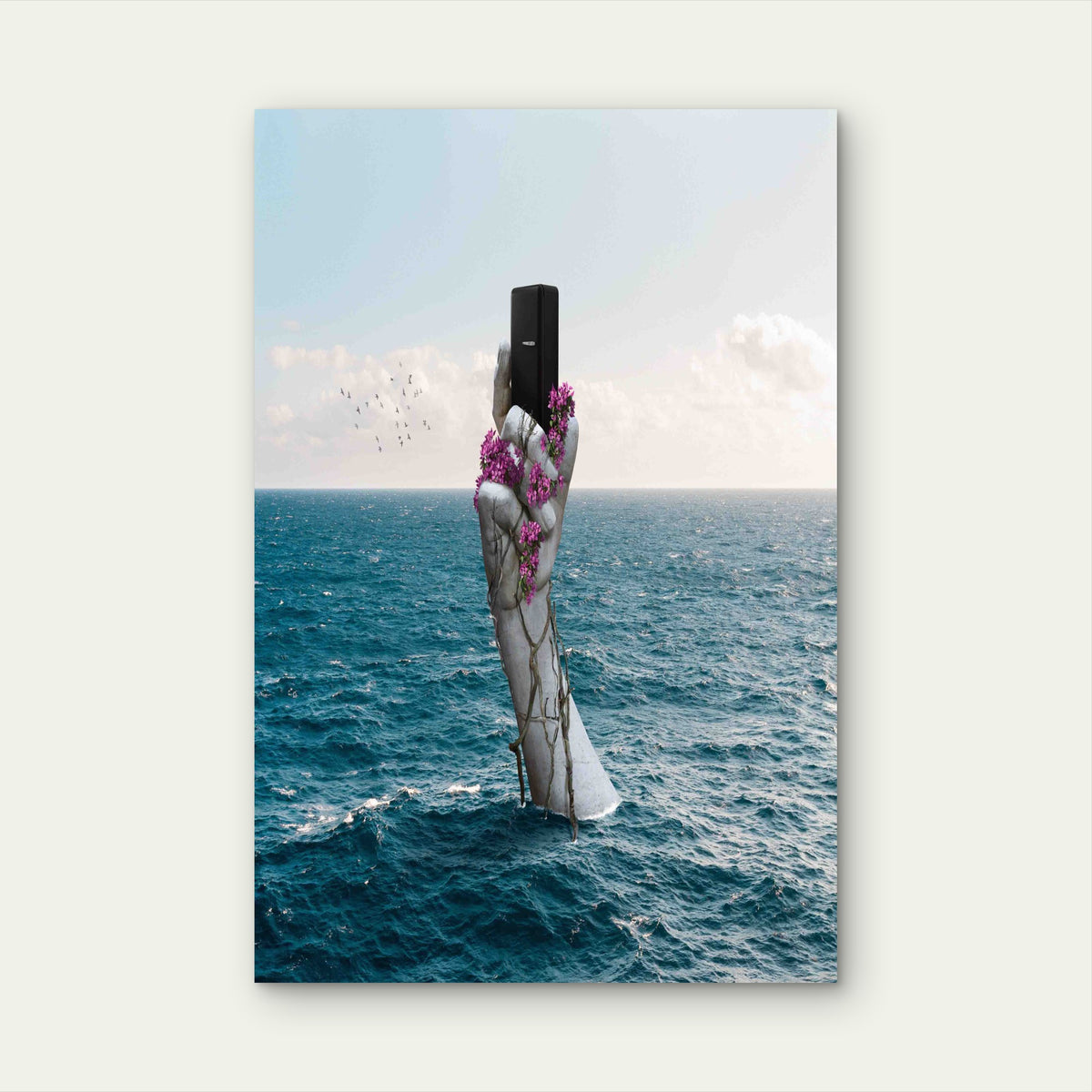 Carbon Footprint Technology Collage 60x90cm Metal Print Ready to Hang