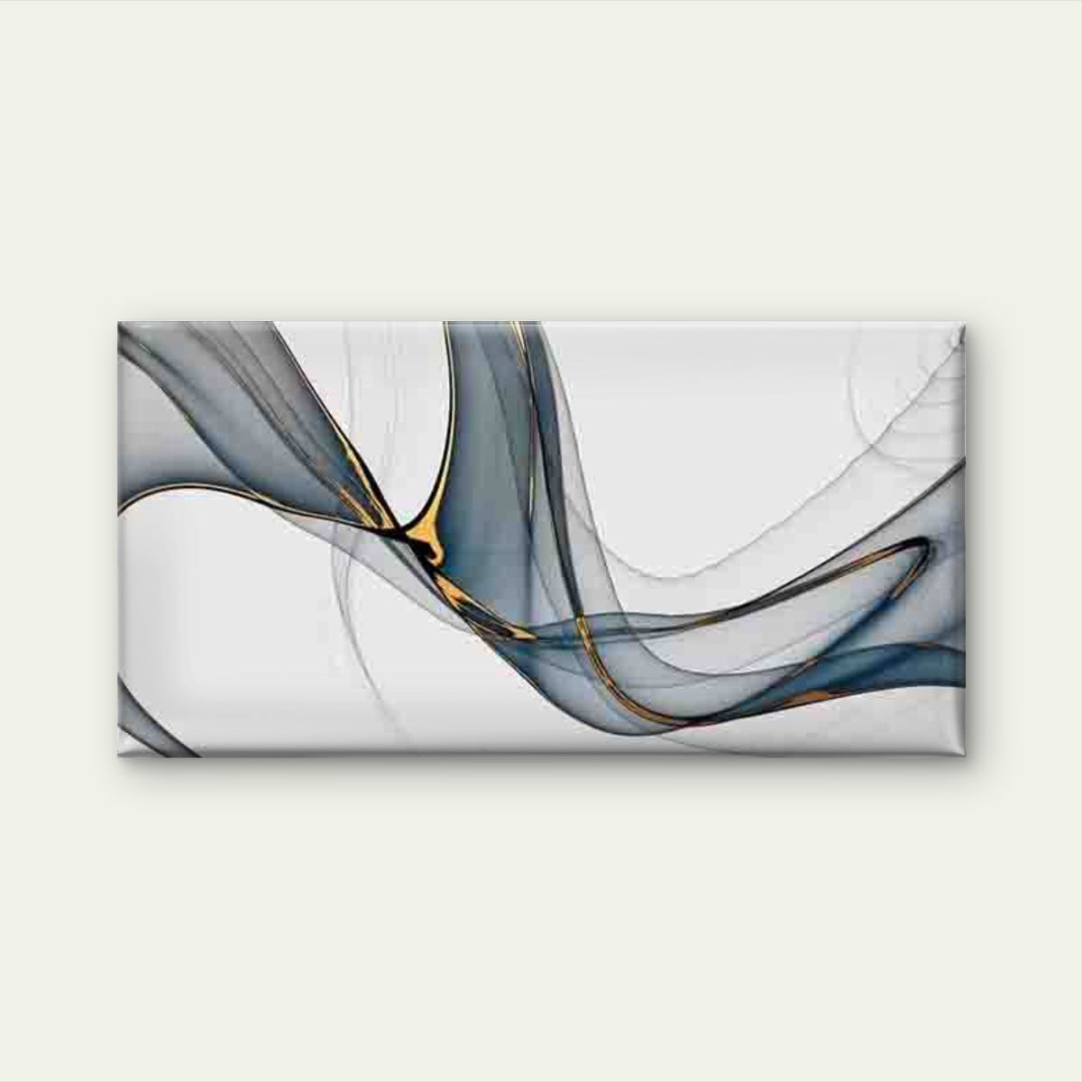 Flowing Blue And Golden Lines Wall Art Canvas Office Home Room Framed 120x60cm