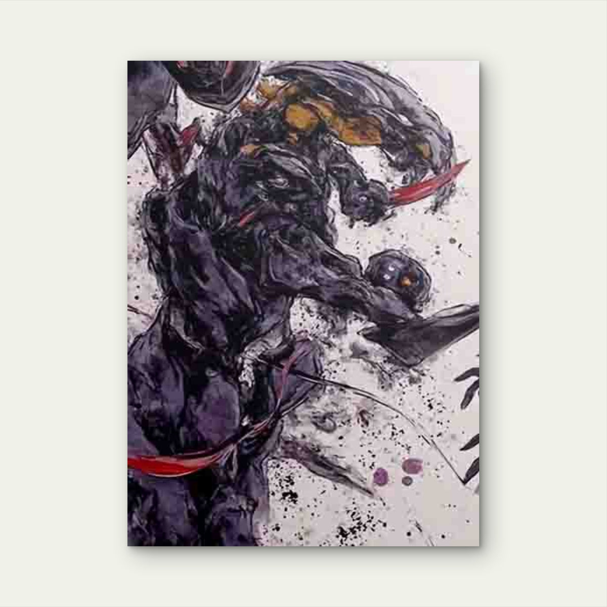 Abstract Dark Creature with Horns 60x90cm Metal Print Ready to Hang