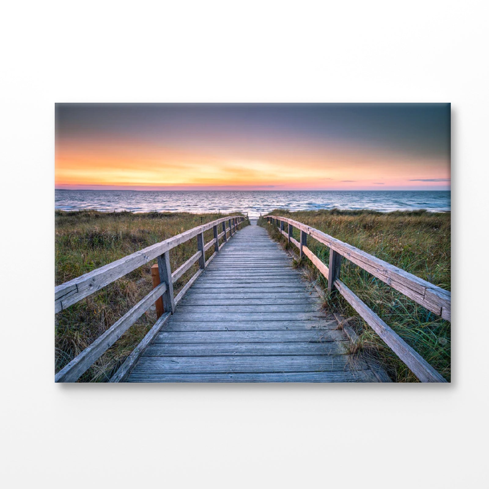 Bella Home Wooden Bridge to Beach North Sea Print Canvas Ready to hang