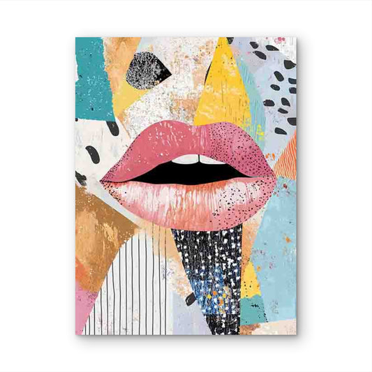 Vibrant Abstract Female Design with Bold Lips 60x90cm Metal Print Ready to Hang - Bella Home Decor