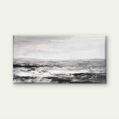Black and White Coastal Wave Wall Art Canvas Office Home Room Framed 120x60cm