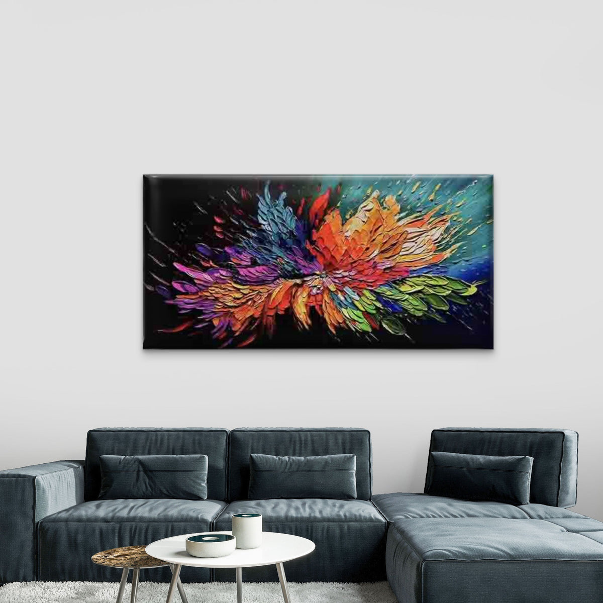 Abstract Images Feathers Wall Art Canvas Office Home Room Framed 120x60cm