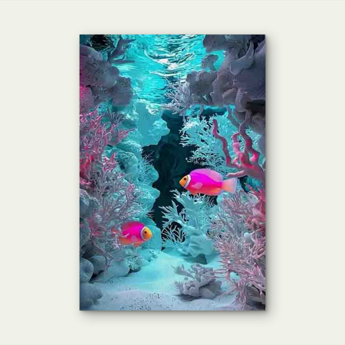 Vibrant Underwater Coral and Fishscape 60x90cm Metal Print Ready to Hang