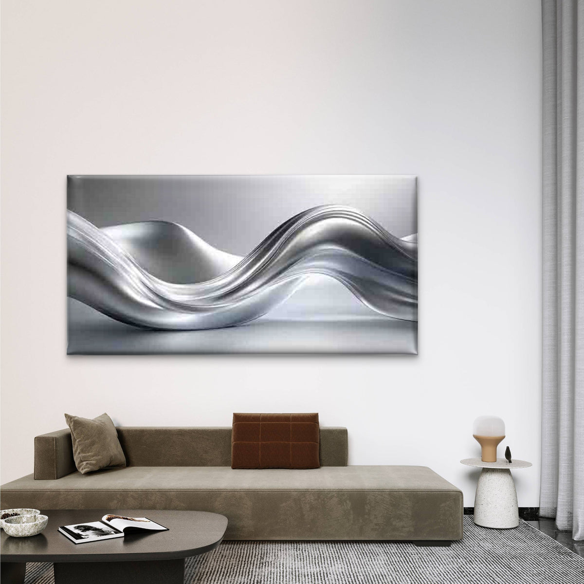 Metallic Wave Abstract Wall Art Canvas Office Home Room Framed 120x60cm