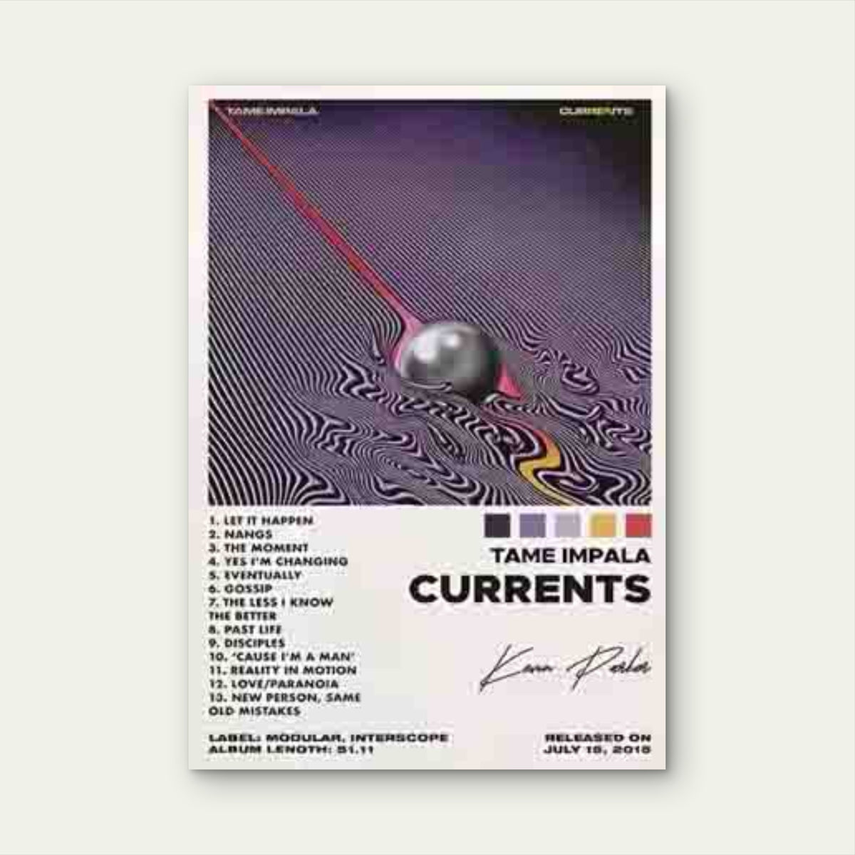 Tame Impala Currents Album Art Metal Print Ready to Hang
