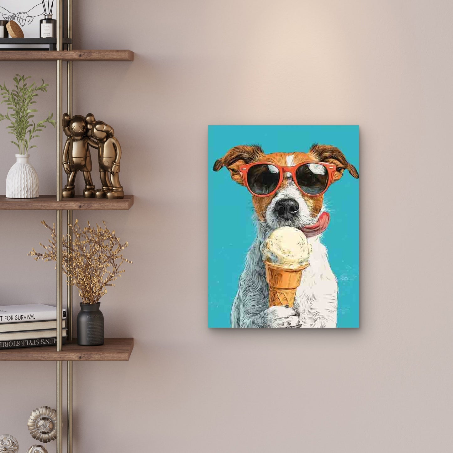 Jack Russell Terrier Dog Eating Ice Cream Metal Print Ready to Hang
