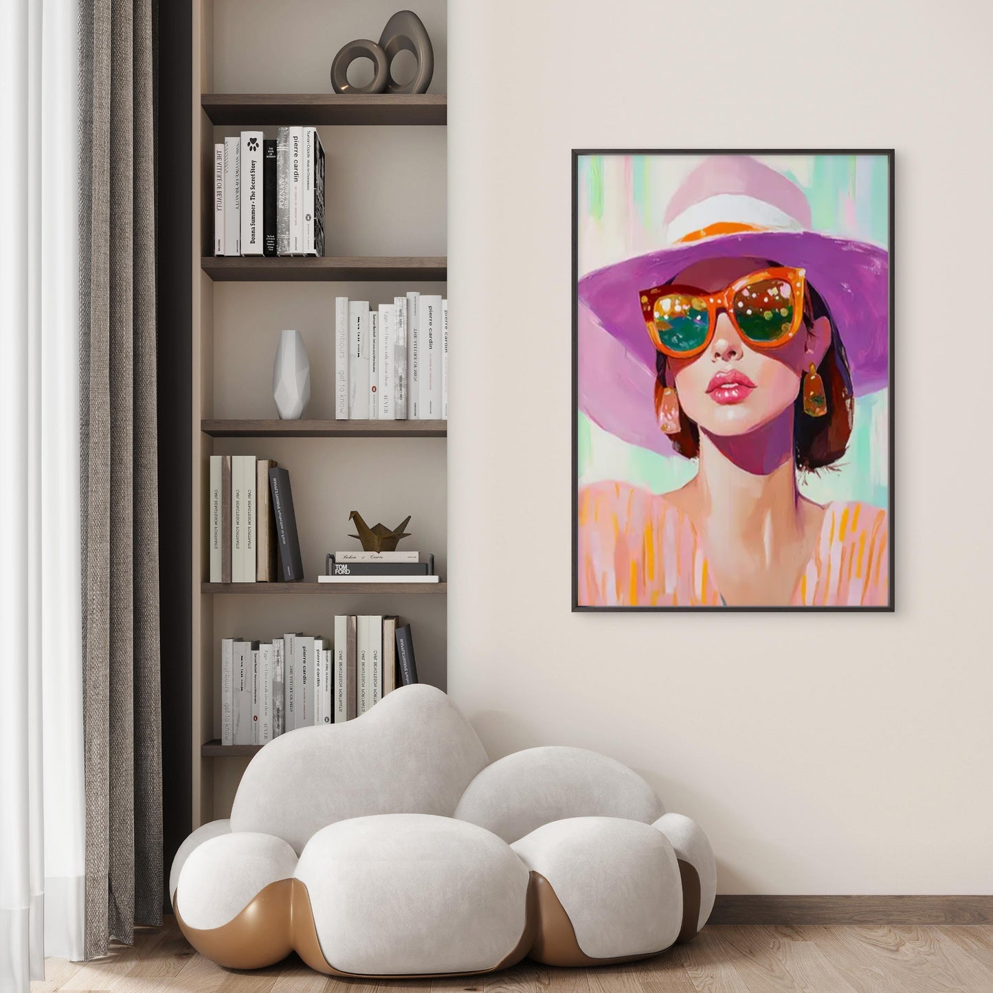 Modern Women with Glasses and Wide-Brimmed Hat Fashion Home Decor Premium Quality Poster Print Choose Your Sizes