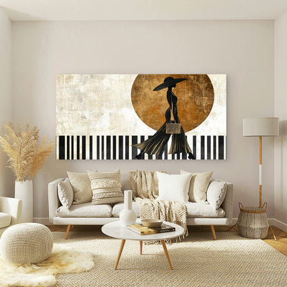 Elegant Woman Wearing a Hat Wall Art Canvas Office Home Room Framed 120x60cm