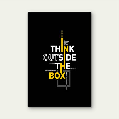 Think Outside The Box Geometric Graphic Typography 40x60cm Metal Print Ready to Hang