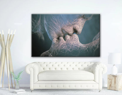 Kissing Couple Romantic Abstract 90x60cm Print 100% Australian Made