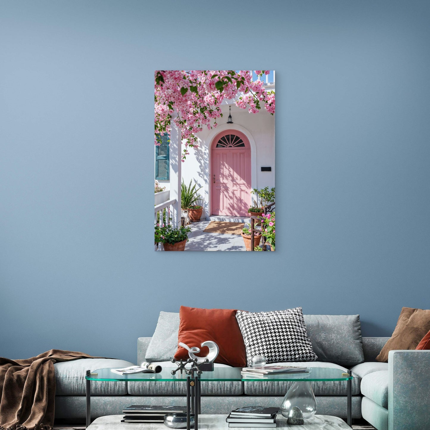 Beautiful Santorini Garden 60x90cm Metal Print Ready to Hang