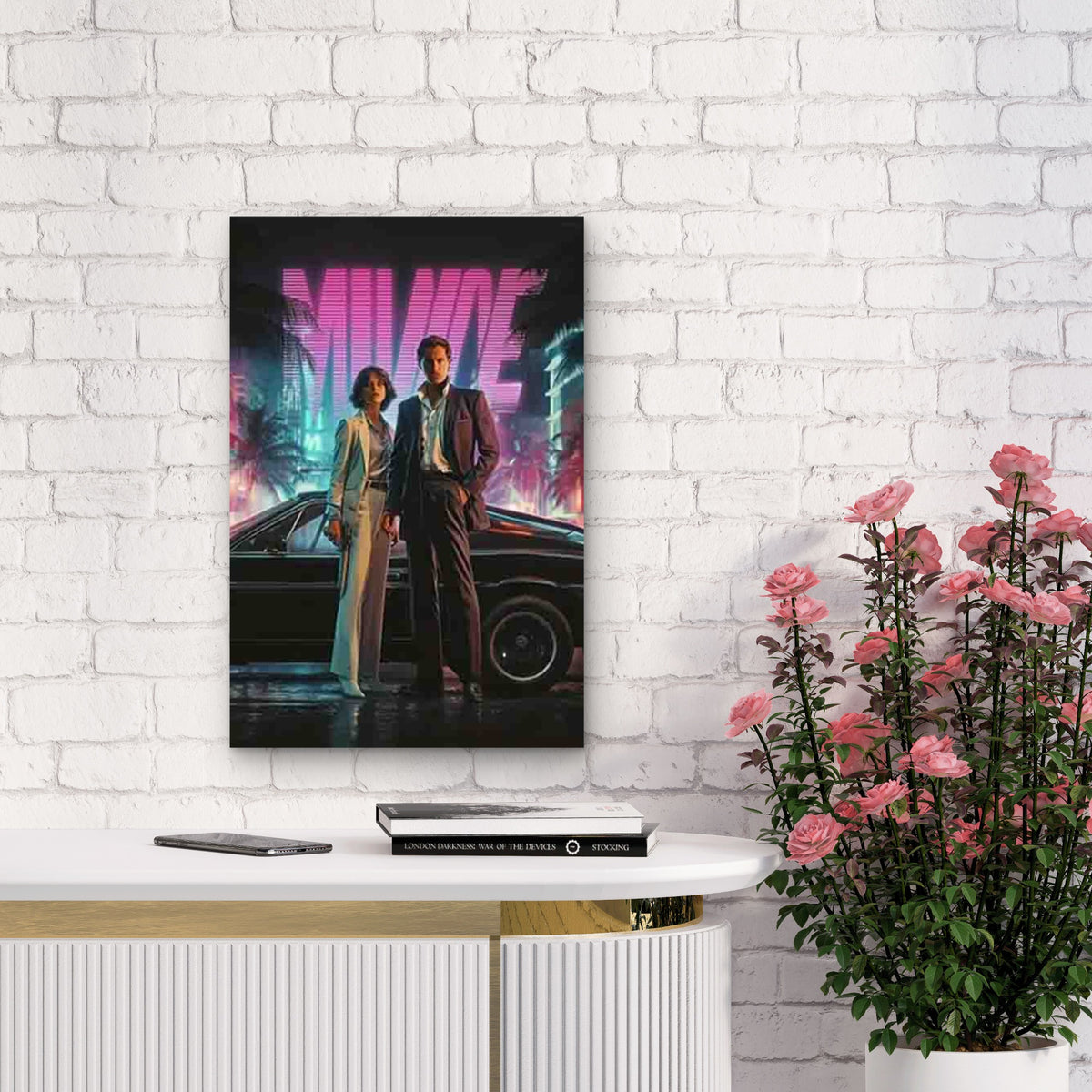 Featuring Miami Noir Nights 60x90cm Metal Print Ready to Hang