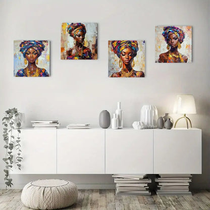 4pcs  Abstract African Women AA   Wall Art Canvas Framed