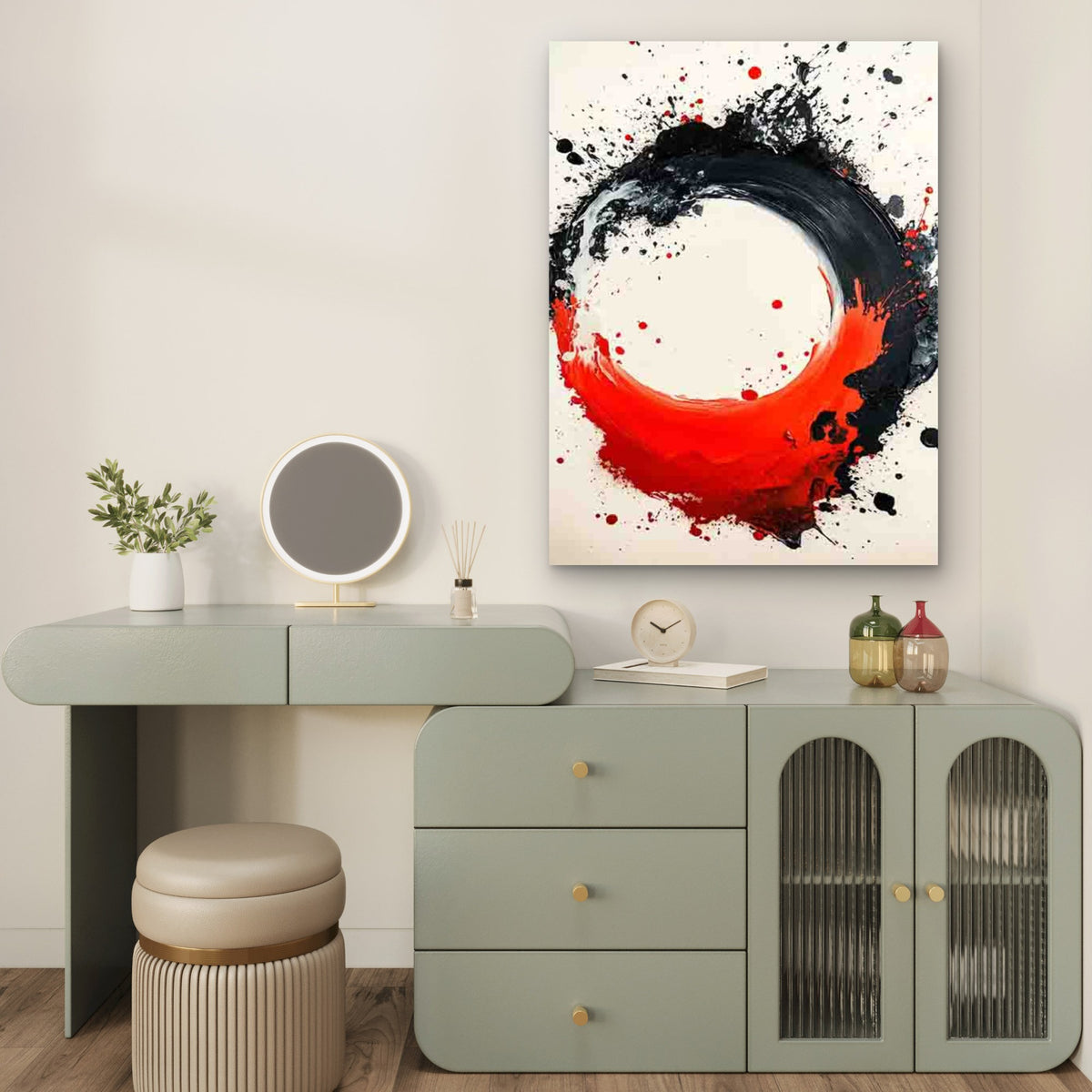 Abstract Black & Red Modern Art 60x90cm Metal Print Ready to Hang