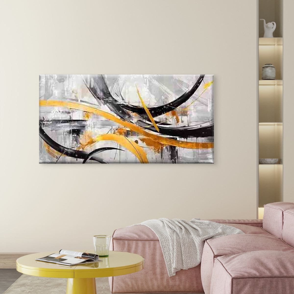 Modern Abstract Wall Art Canvas Office Home Room Framed 120x60cm