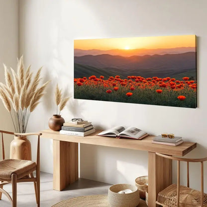 Nature Floral Panoramic Abstract Colorful Flowers Field Wall Art canvas office home room framed 120x60cm