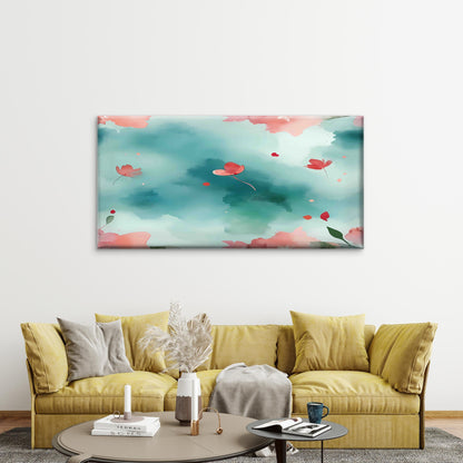 Pastel Floral Spring Abstract Wall Art Canvas Office Home Room Framed 120x60cm