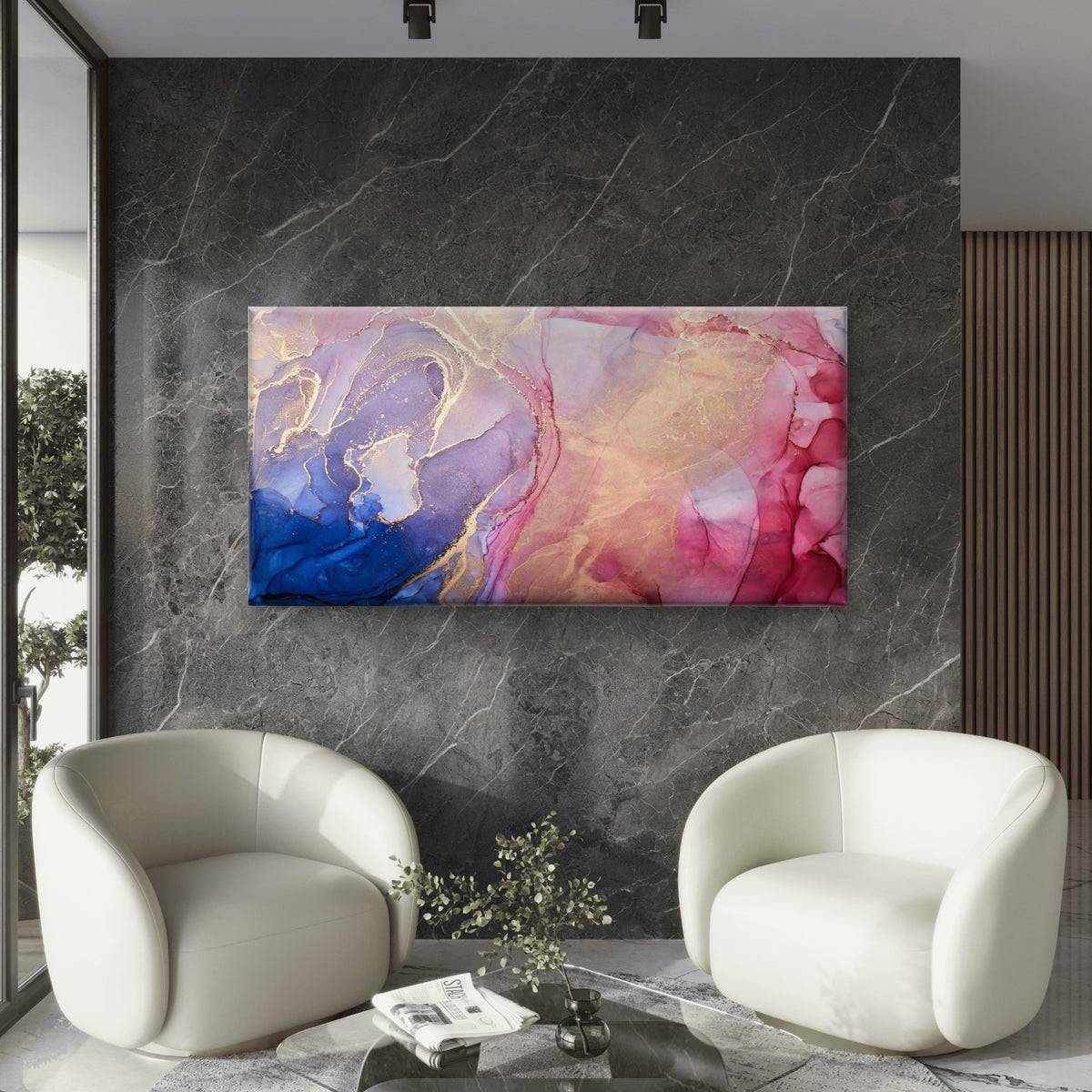 Colorful Abstract Alcohol Ink Wall Art Canvas Office Home Room Framed 120x60cm
