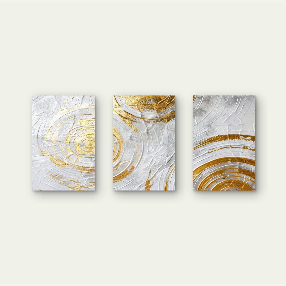 3pcs Nordic Abstract Golden Foil Ripples Wall Art Set Canvas Framed 50x70cm - High Quality Print 100% Australian Made Wall Canvas Ready to Hang