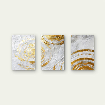 3pcs Nordic Abstract Golden Foil Ripples Wall Art Set Canvas Framed 50x70cm - High Quality Print 100% Australian Made Wall Canvas Ready to Hang