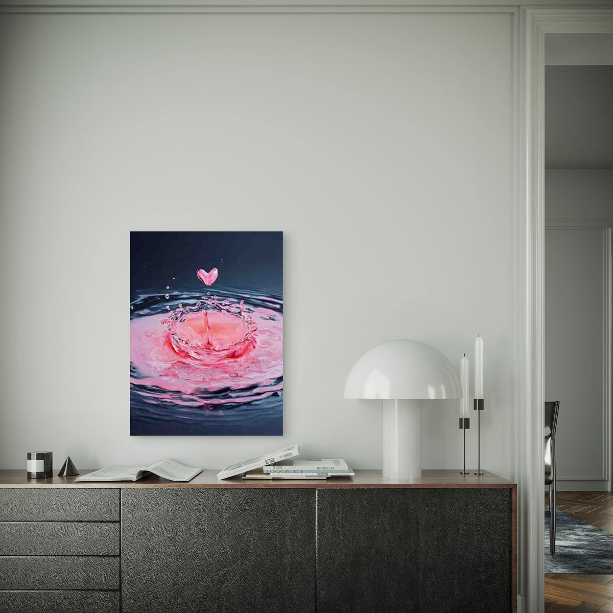 Water Drop In a Shape Of Heart Metal Print Ready to Hang