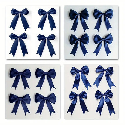 4pcs  Navy Blue Bow er   Wall Art Canvas Framed