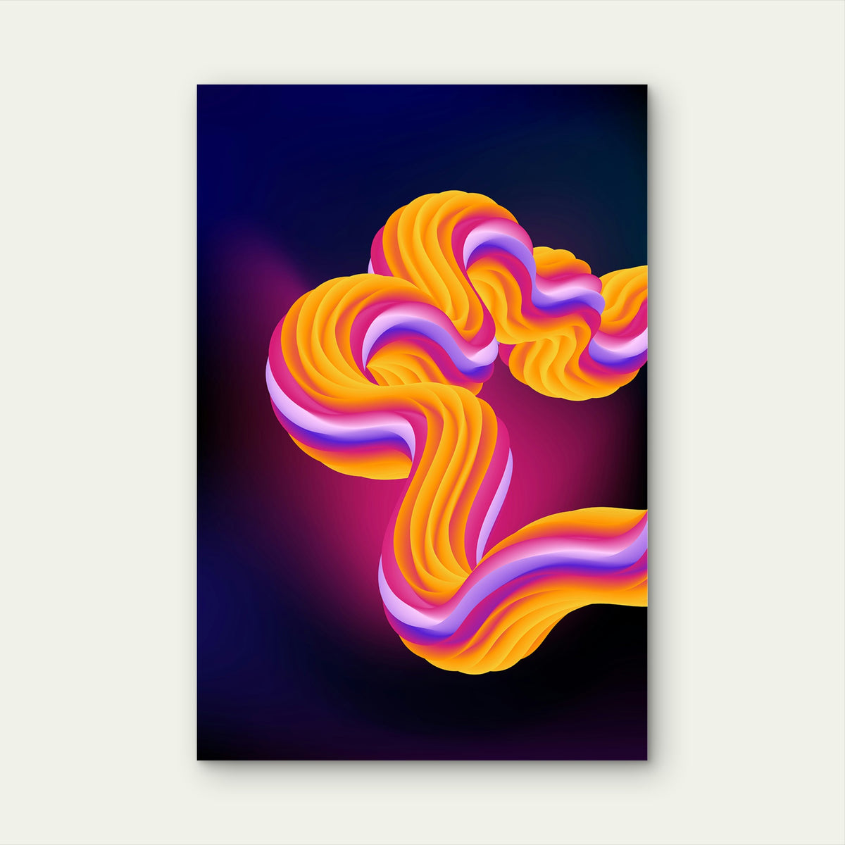 Flowing, Wavy Abstract Design 60x90cm Metal Print Ready to Hang