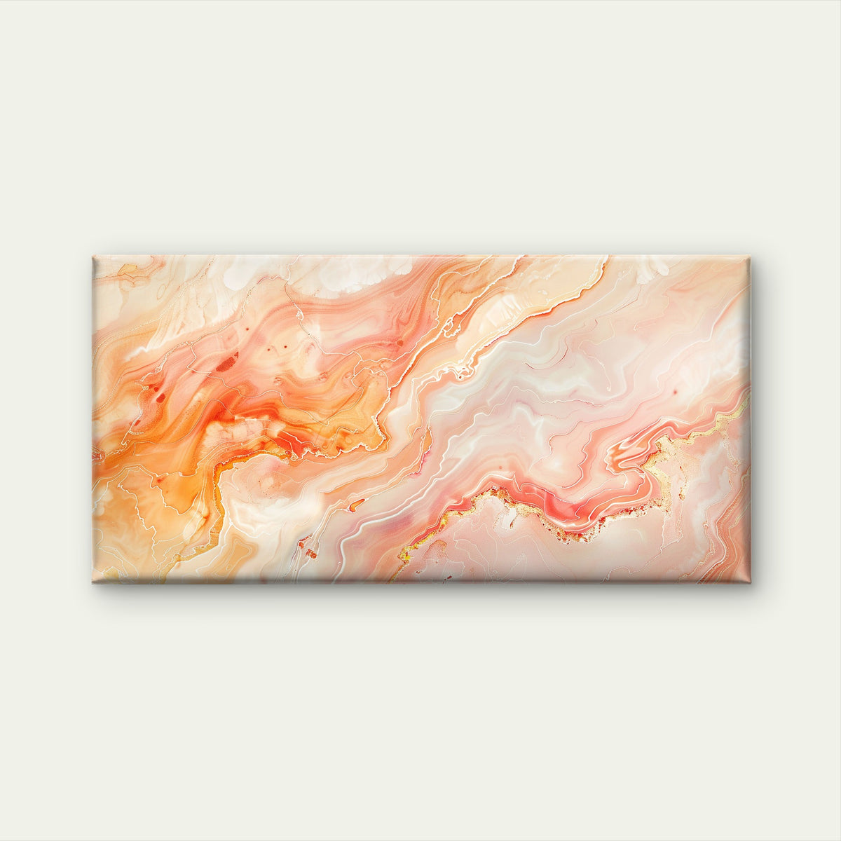 Peach Marble Fluid Abstract Wall Art Canvas Office Home Room Framed 120x60cm
