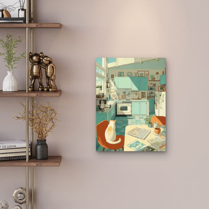 Kitchen Decor with Busy Orange Tabby Cat Metal Print Ready to Hang