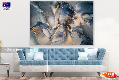 Blue & Gold Abstract Design 90x60cm Print 100% Australian Made