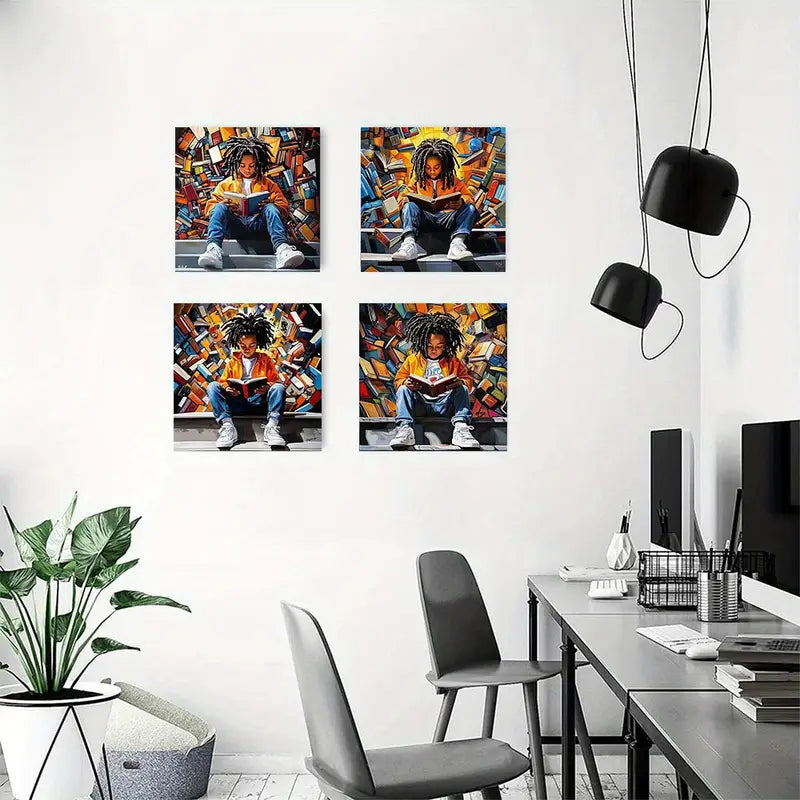 4pcs Vibrant African American JoyWall Art Canvas Framed