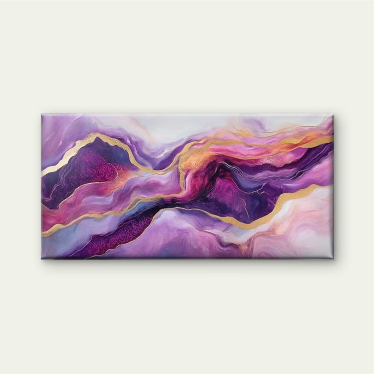 Purple, Blue & Yellow Fluid Wall Art Canvas Office Home Room Framed 120x60cm