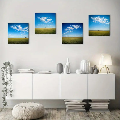 4pcs Serene Sky & Wheat Field  Wall Art Canvas Framed