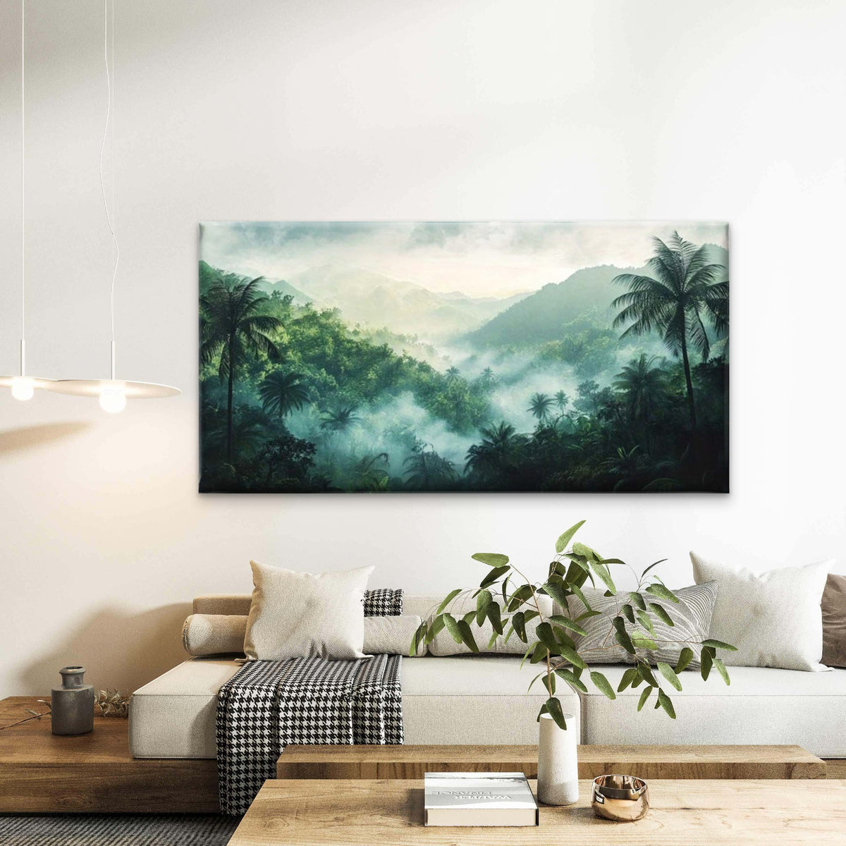 Tropical Rainforest Landscape Wall Art Canvas Office Home Room Framed 120x60cm