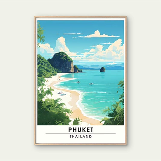 Crystal clear waters of tropical Phuket Travel Poster Print Wall Art