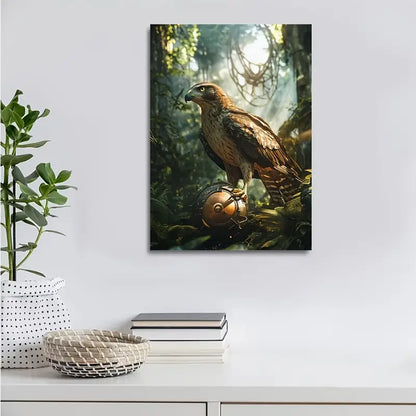 Steampunk Hawk & Jungle Ball Cinematic 40x60cm Metal Print Ready to Hang