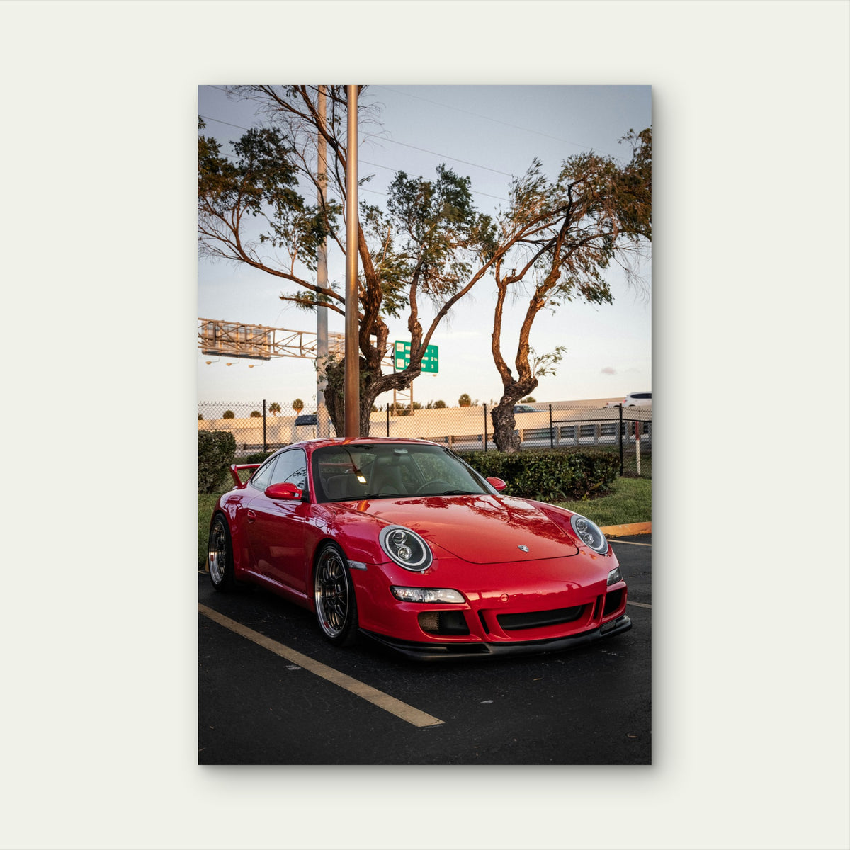 Parked Red Porsche 911 60x90cm Metal Print Ready to Hang