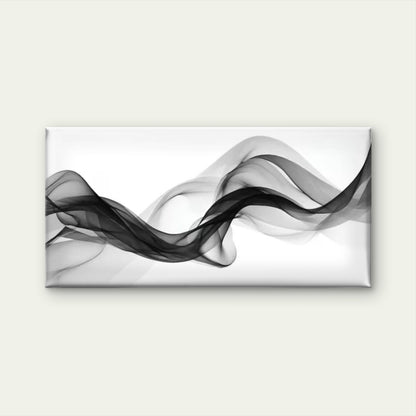 Black & White Waves Design Wall Art Canvas Office Home Room Framed 120x60cm