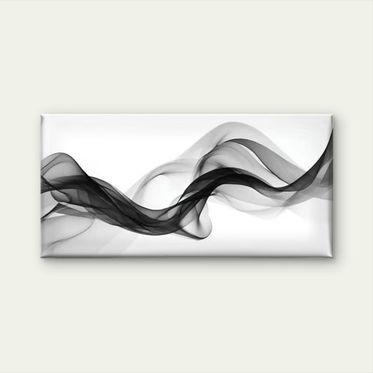 Black & White Waves Design Wall Art Canvas Office Home Room Framed 120x60cm