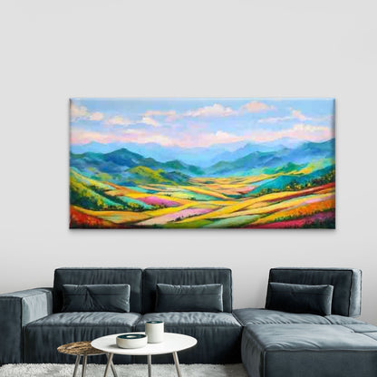 Vibrant Mountain Landscape Wall Art Canvas Office Home Room Framed 120x60cm