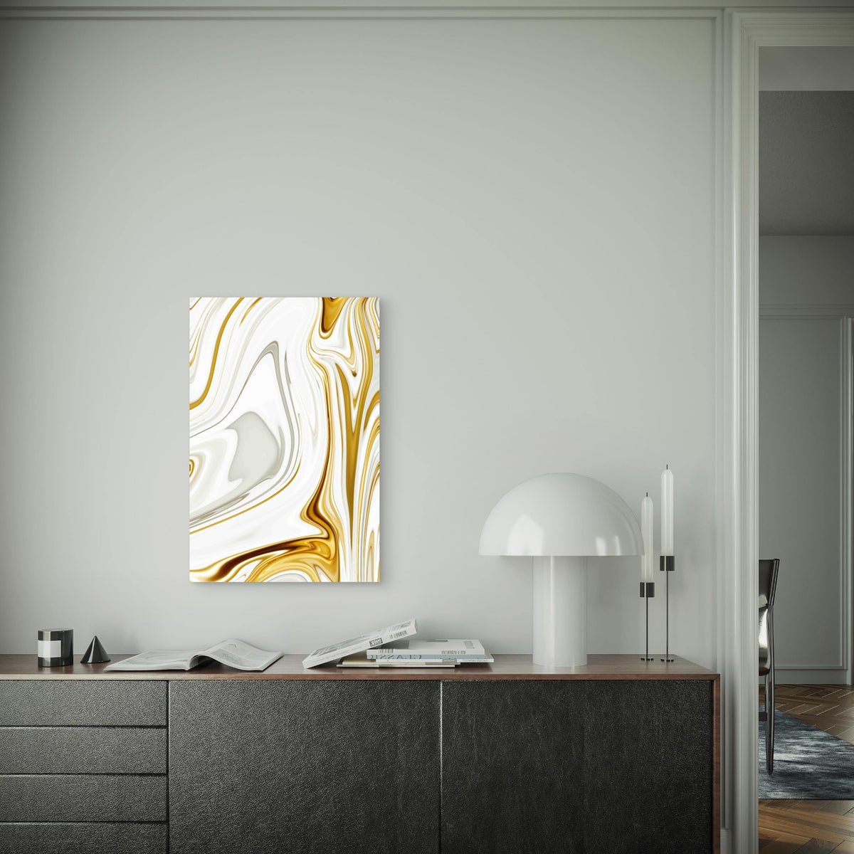 Abstract Liquid Marble Background with Gold 60x90cm Metal Print Ready to Hang