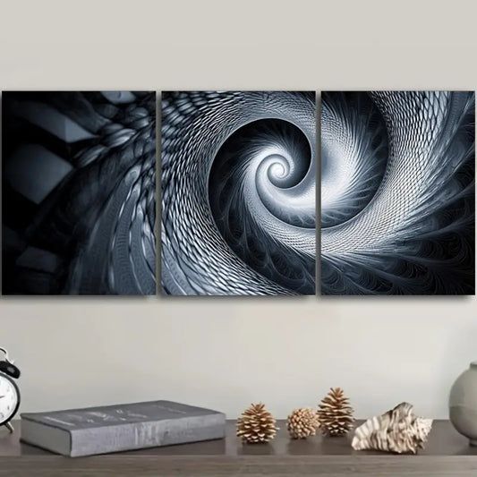 3pcs Optical Illusion Black and White Design Metal Print Ready to Hang Art