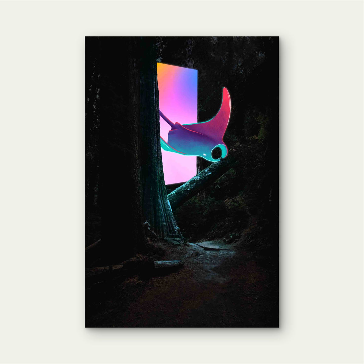 Celestial Ray In The Ancient Woods 60x90cm Metal Print Ready to Hang