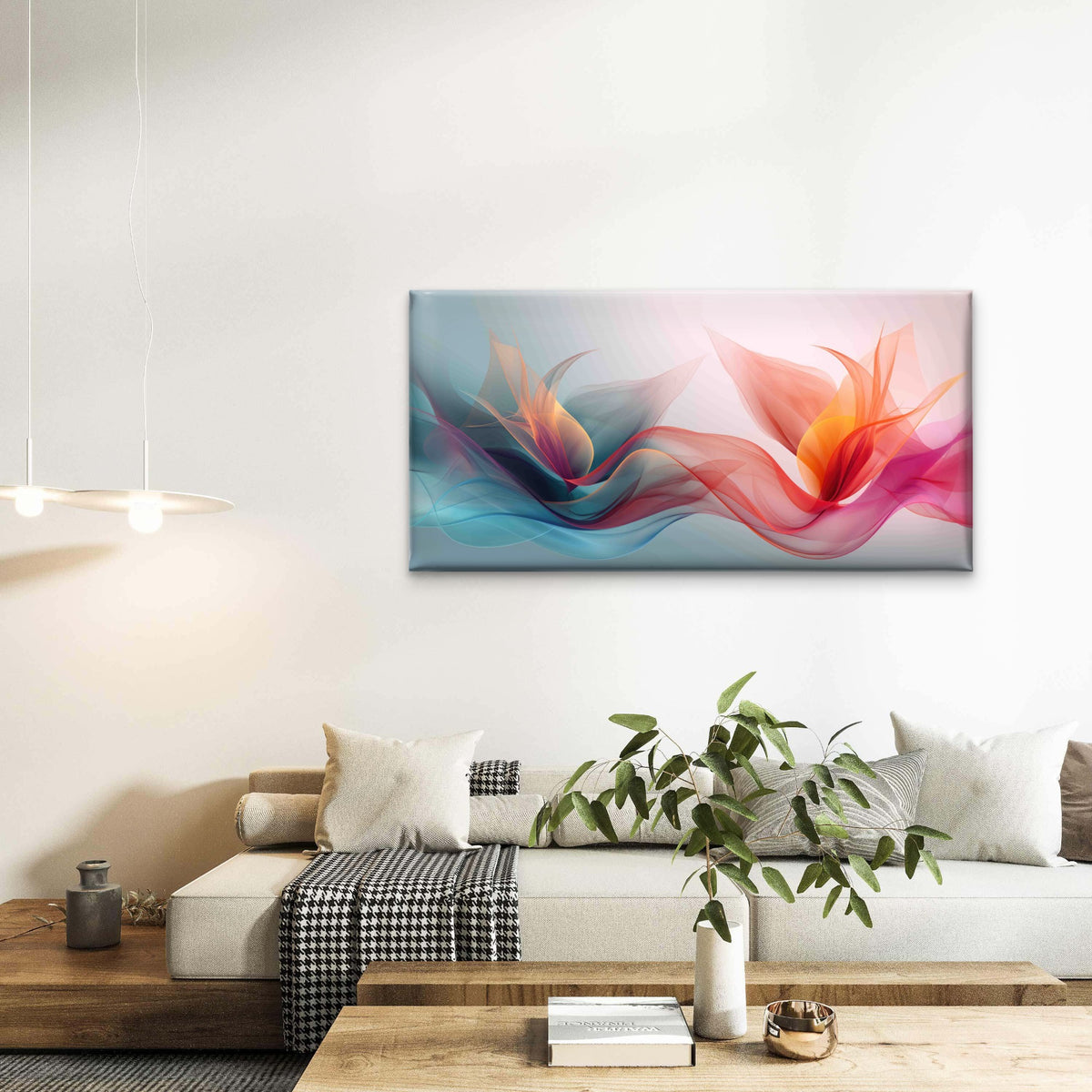 Abstract Flowing Ribbon Design Wall Art Canvas Office Home Room Framed 120x60cm