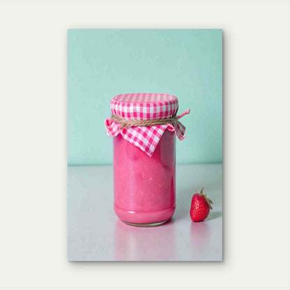Jar Of Homemade Strawberry Jam Metal Print Ready to Hang