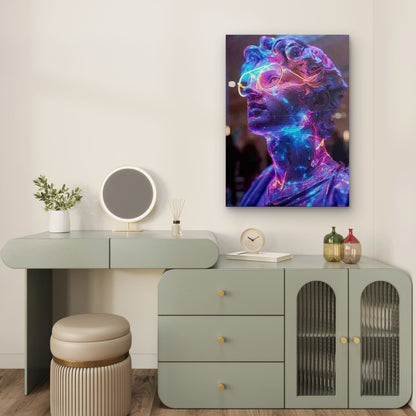 Classical Sculpture with Glasses Metal Print Ready to Hang
